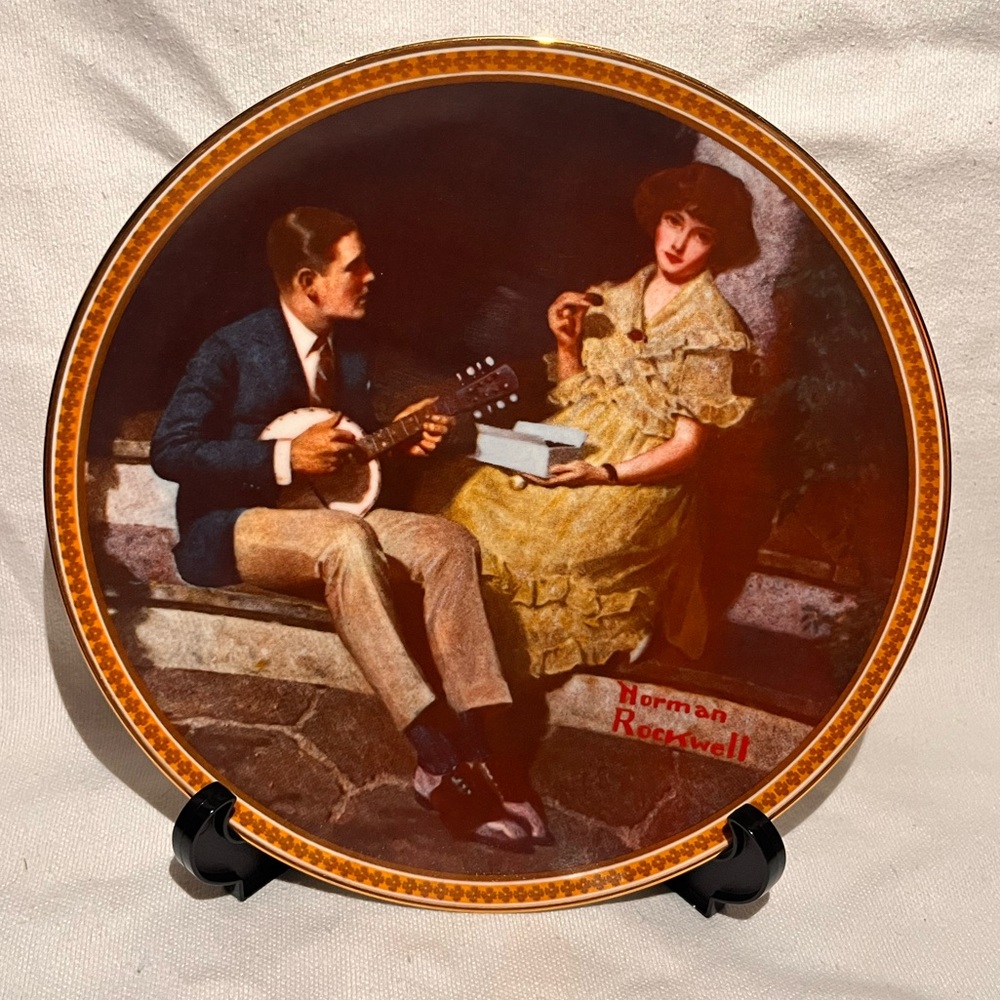 Knowles Rockwell Collector Plate  ponding on the porch 
Plate number #6849 N